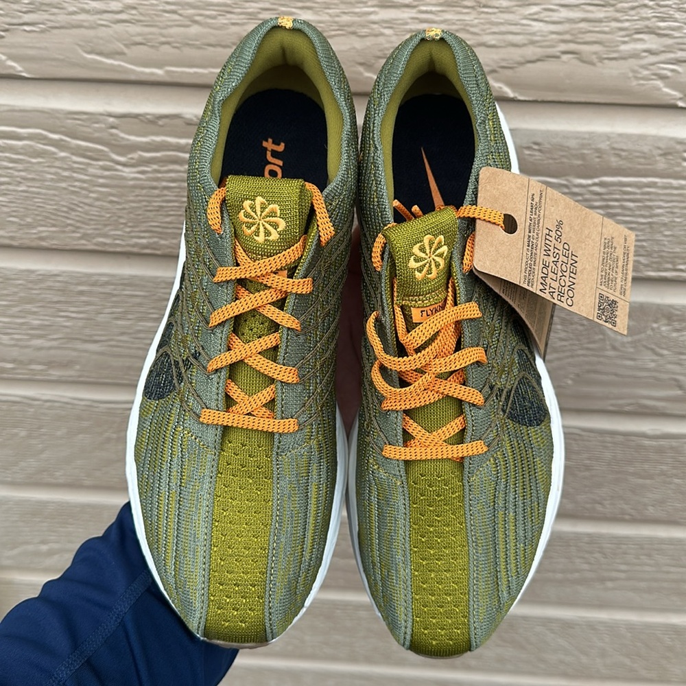 Nike Mens ZoomX Pegasus Turbo Moss Oil Green Vivid Orange - Picture 3 of 8